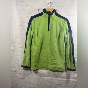 SJB Active Green/Navy Quarter-Zip Fleece Pullover Womens Size Small